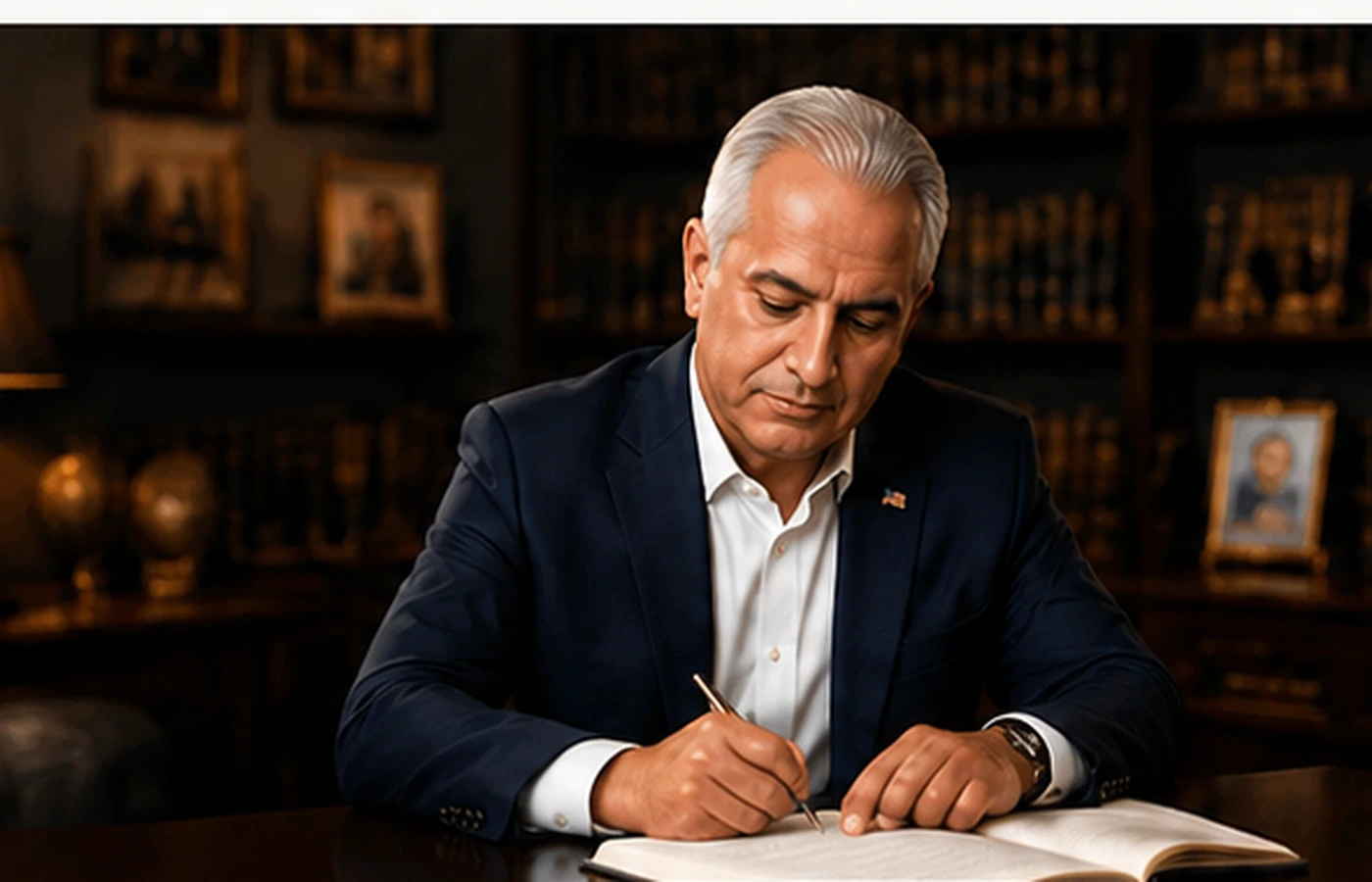 Morad Shaker writing while developing the Foundation's long-term vision